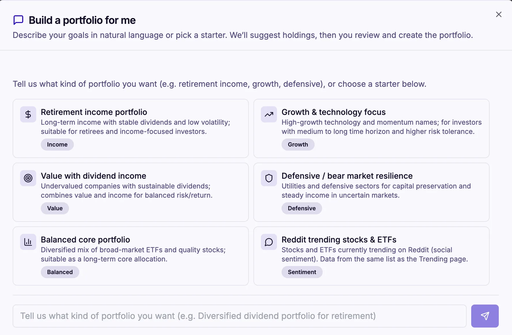 Automated portfolio manager with holdings and analysis